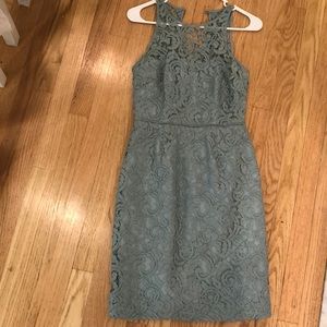 JCREW light bluish green lace, cinched waist dress